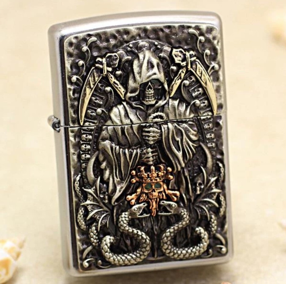 New Zippo oil Lighter skeleton Silver with box