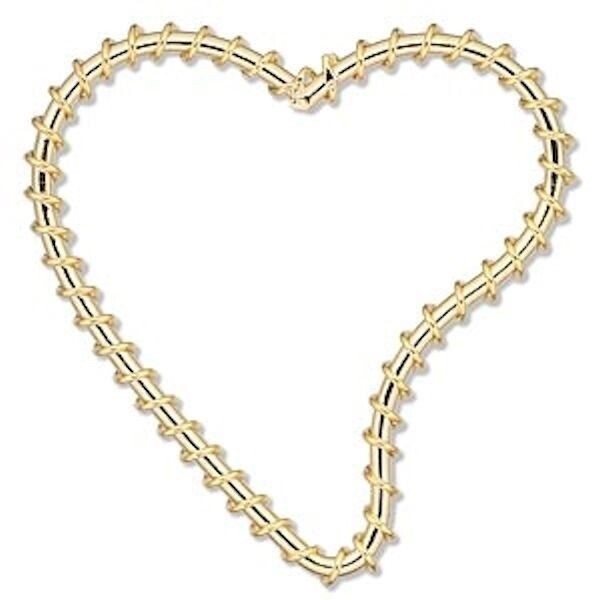 Component, 100 Gold Plated Steel Wire Wrapped 45x40mm Falling Heart Components *