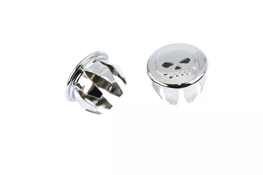 Skull Handlebar End Plug Set Chrome fits Harley Davidson 28-0882