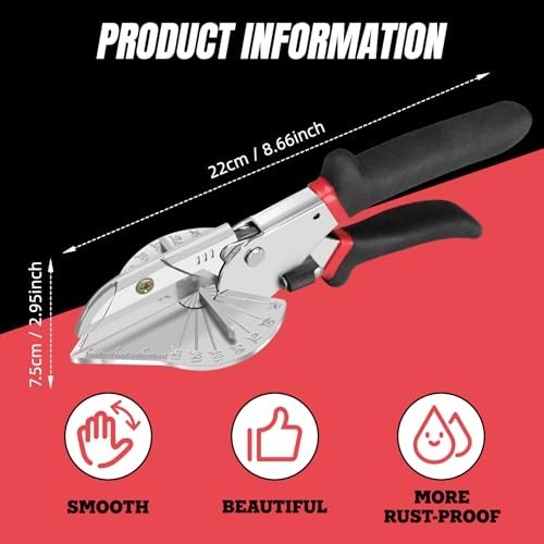 Adjustable Miter Shear Cutting Tool 45-135° Angle, 10 Sharp Blades for Woodworki