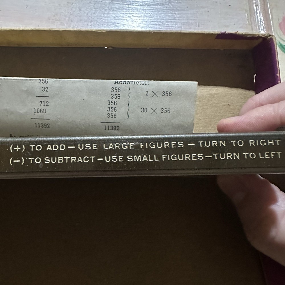 Antique ADDOMETER Portable adding machine Chicago with instruction sheet