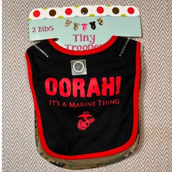 Tiny Trooper Marines Baby Bibs 2 Pack New With Tags Military Theme
