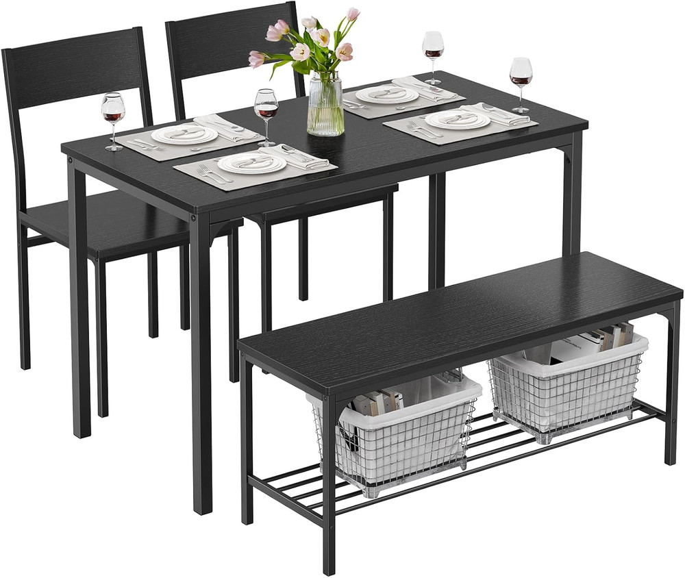 Dining Table, Dining Table Set for 4 with Bench, Easy to Assemble Kitchen Table,