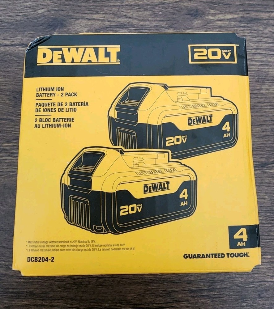 [NEW] (DCB204-2) DEWALT 20V MAX* 4Ah Battery (2 Pack)