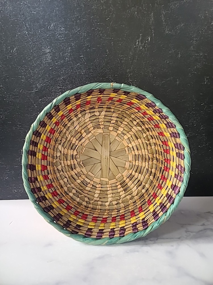 Vintage Striped Woven Basket