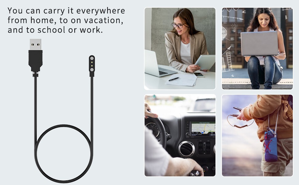 SMART WATCH CHARGER CABLE Magnetic USB 2-Pack Compatible Popglory P66 Portable