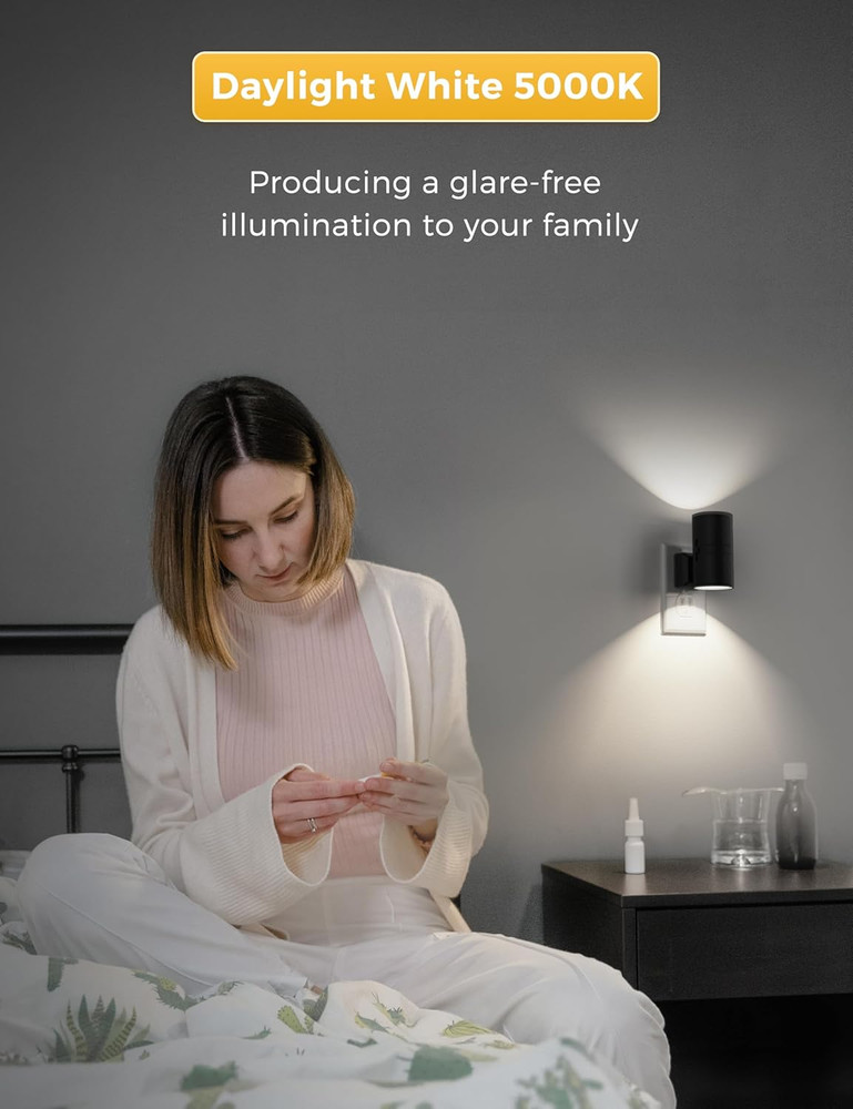 Bright Night Light, Night Lights Plug into Wall, 5000K Daylight White, Dimmable