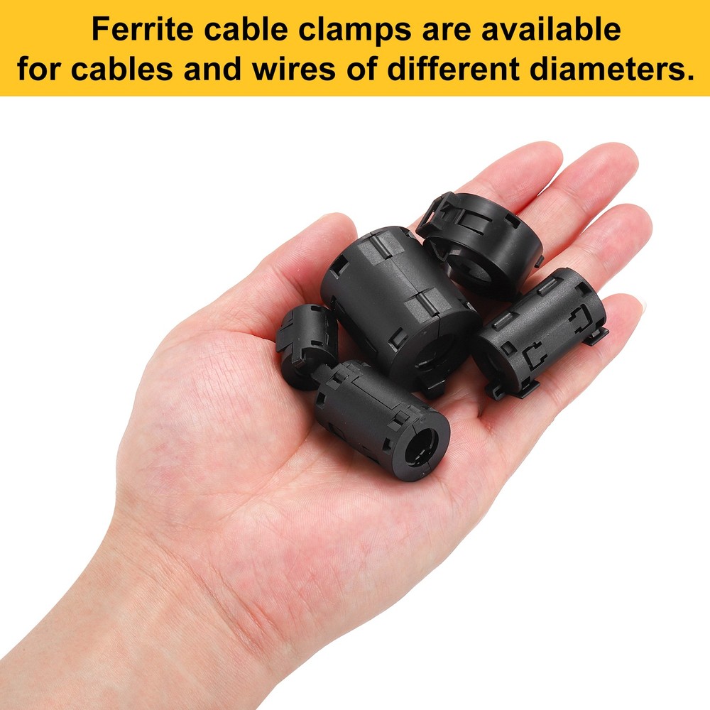 30Pcs Ferrite Filter Ring Core RFI EMI Cable Clip ID 11mm Black