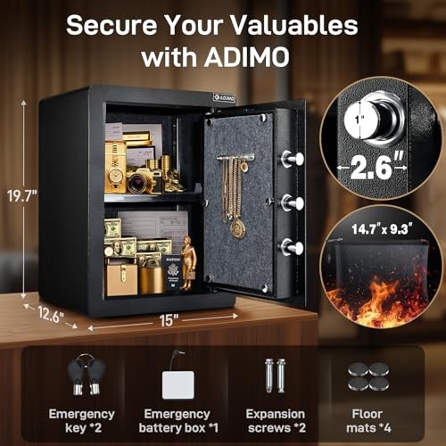 ADIMO FINGERPRINT SAFE 2.1 CUFT BIOMETRIC SAFE REMOVABLE SHELF - Scratch & Dent