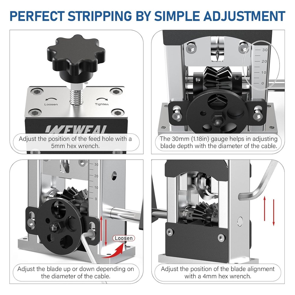 Wire Stripper Machine, Hand Crank/Drill Portable Manual Wire Strip Tool