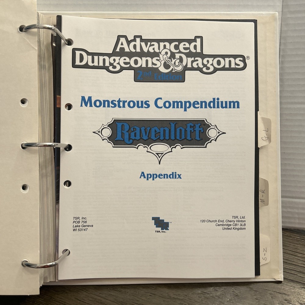 Monstrous Compendium Volume Two - AD&D 3-Ring Binder MC2
