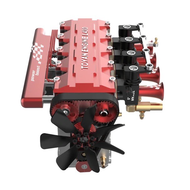 Starter Kit & TOYAN FS-L400 Glow 14cc Inline 4 Cylinder Four-Stroke Nitro Engine