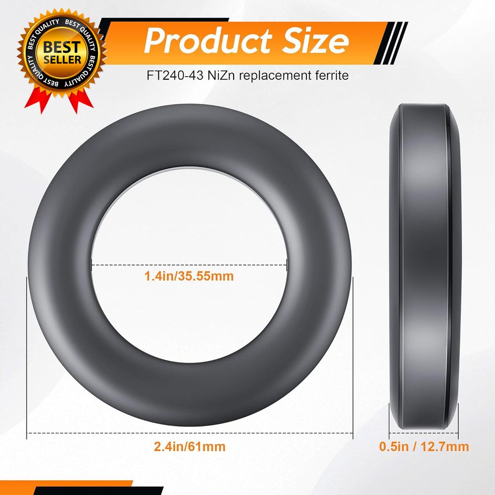 2 Pack Toroid Ferrite Core Compatible with FT240-43 Ferrite Ring