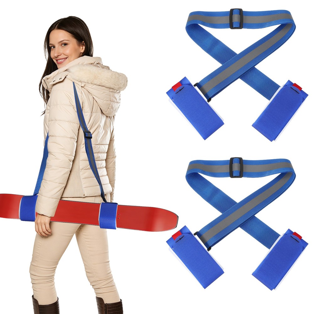 Ski Strap, Adjustable Ski Carrier Shoulder Straps,2Pcs& Blue & 48.4"