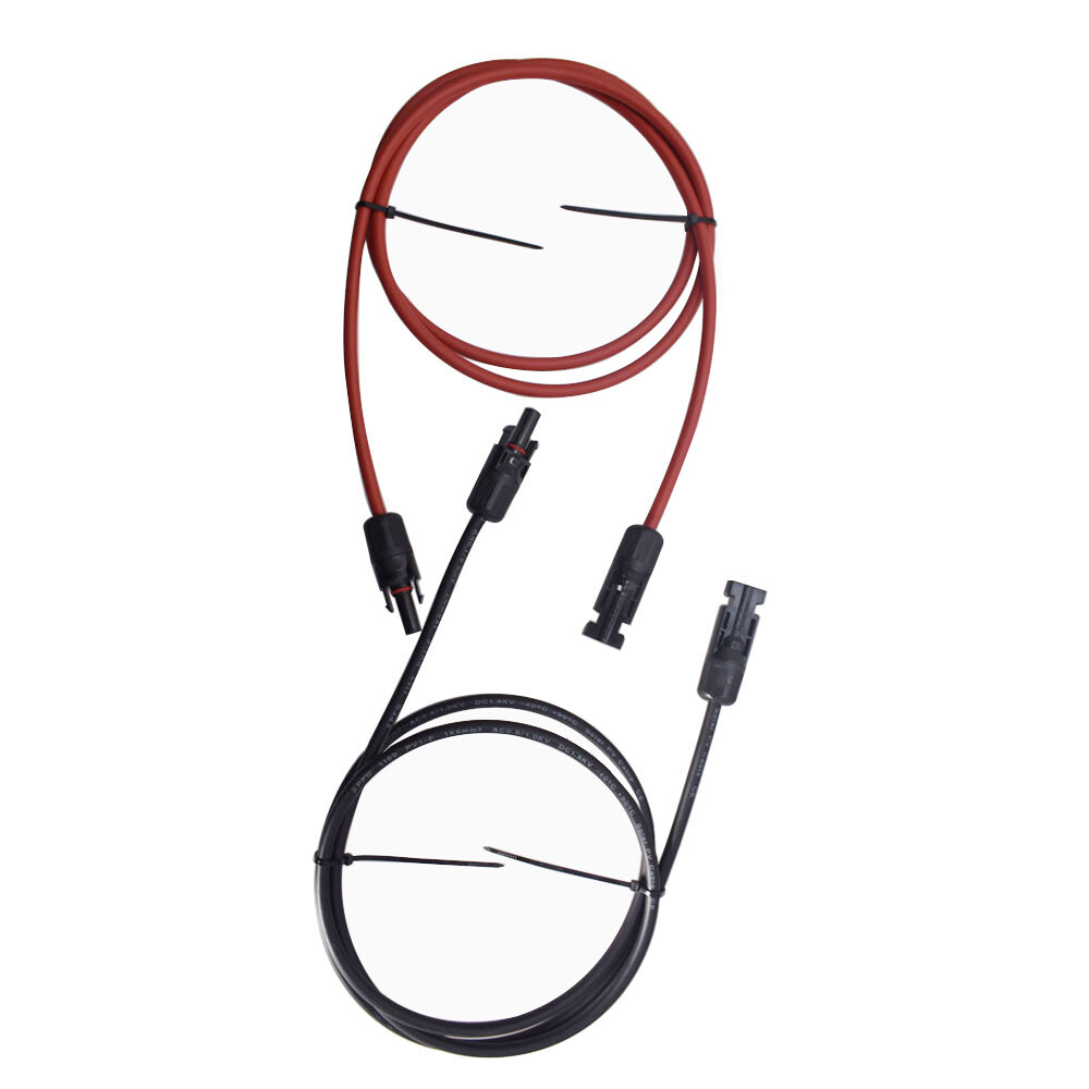 1 Pair 12 AWG Solar Panel Extension Cable Wire Connector 5ft Black + Red