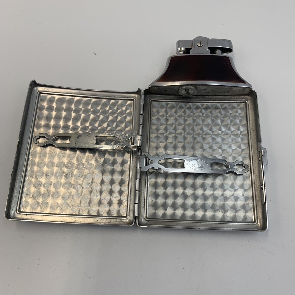 VINTAGE 1940's ART DECO RONSON MASTERCASE LIGHTER & CIGARETTE CASE
