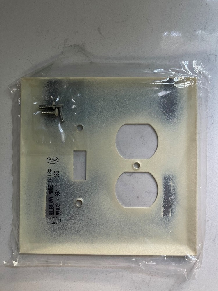 Amerelle Wrinkle Ivory-Steel Duplex -Toggle Wallplate