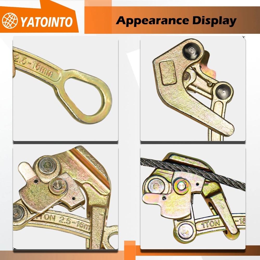 2200lb Cable Grip Steel Wire Puller 1 Ton