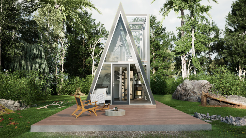 A-Frame low Budget 16’x12’ Tiny House Plan & CAD File,PDF Blueprint,3D Image