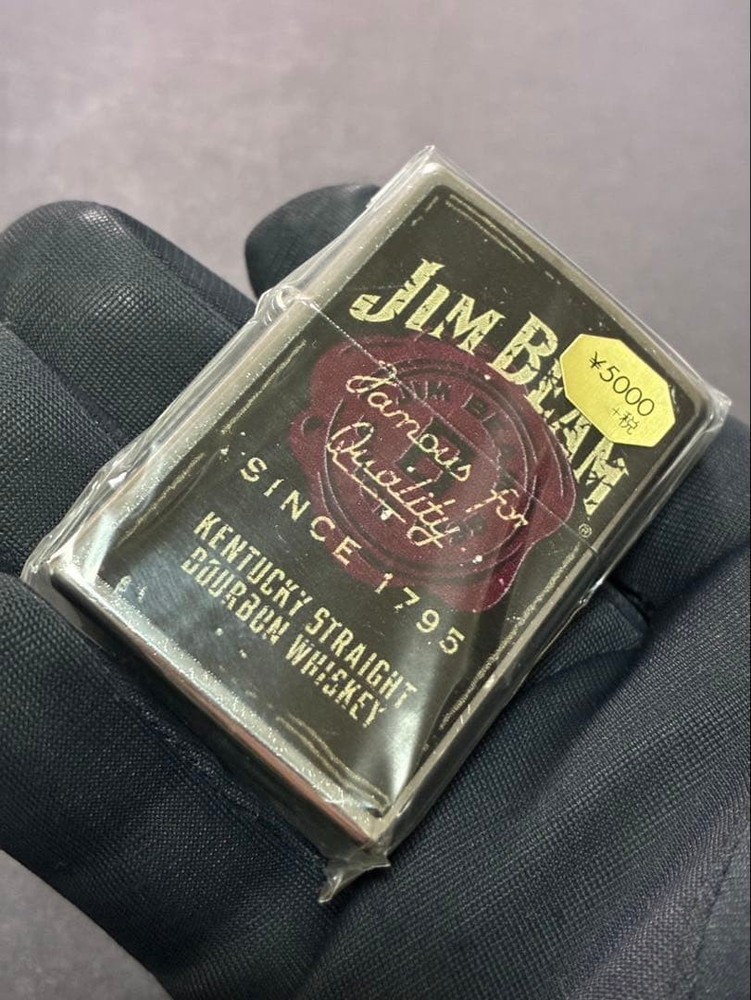 Zippo Jim Beam Since 1795 Silver Dust One Sided Processing Lighter Regular Japan