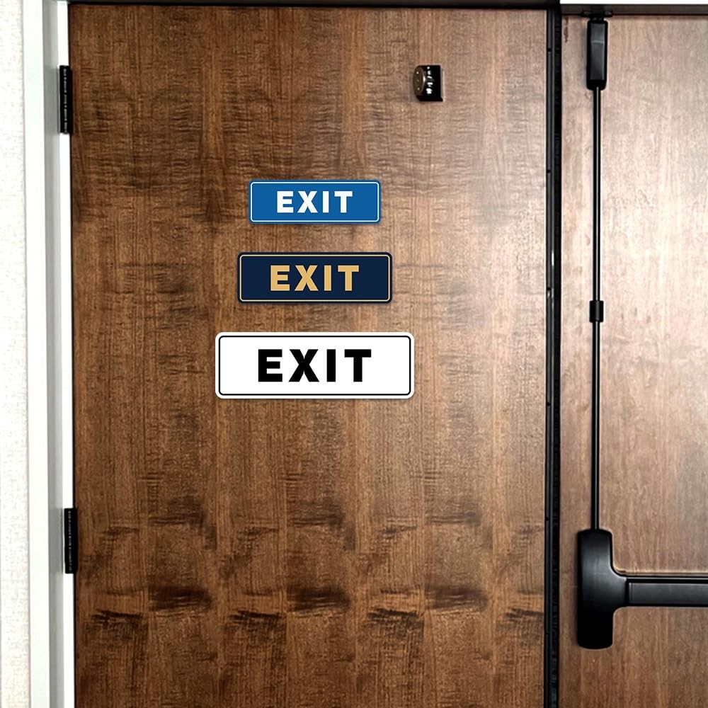 2 PCS Standard Exit Wall Or Door Sign Plastic Medium Brushed Gold