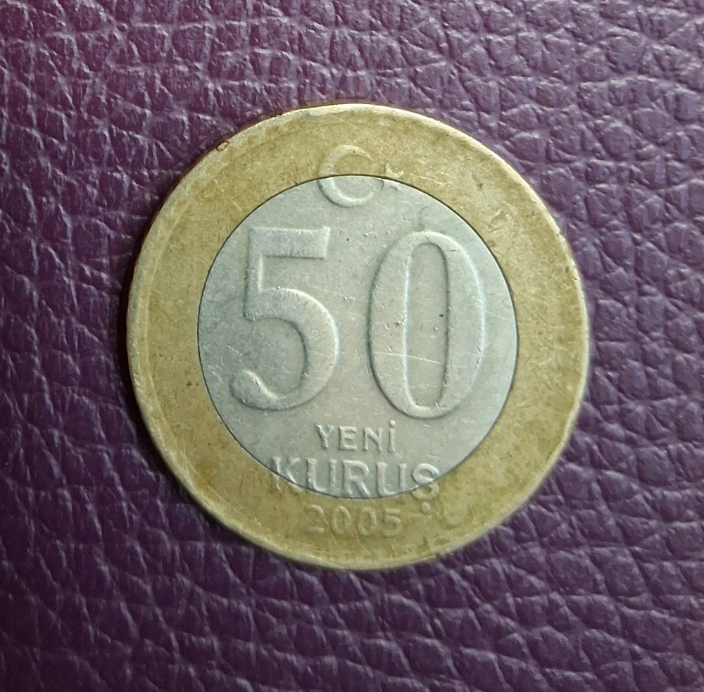 2005 Turkey 50 New Kurus Bimetallic Coin