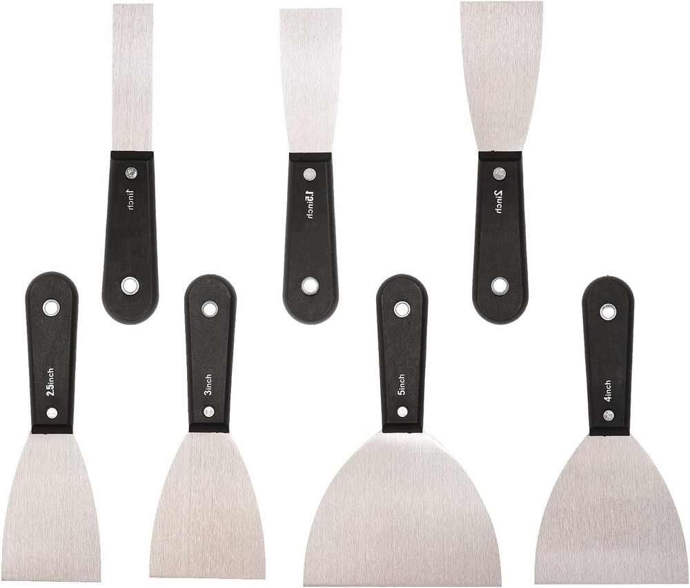 7 PCS Drywall Tools,Putty Knife Scraper Tool,Stainless Steel Paint Scraper Spack