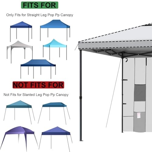 Instant Canopy Sidewalls with 4 Pockets for Pop Up Canopy Frame,2Pcs White