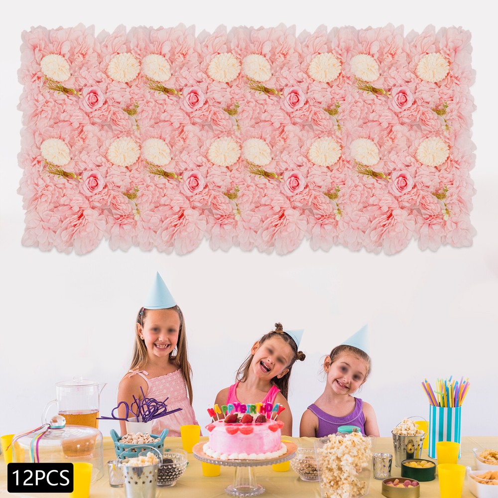 12pcs Flower Wall Panel Artificial Flower Wall Background Silk Rose Wedding