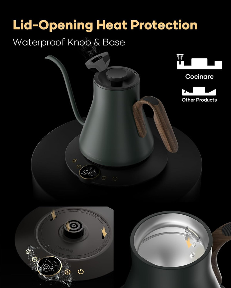 FLOW B9 Gooseneck Electric Kettle, Precise Temperature Control for Pour-Over Cof