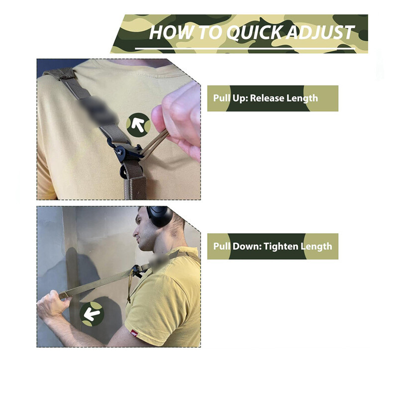 Tactical Hunitng 2 Point Sling Belt Quick Adjust Shoulder Strap with Hook