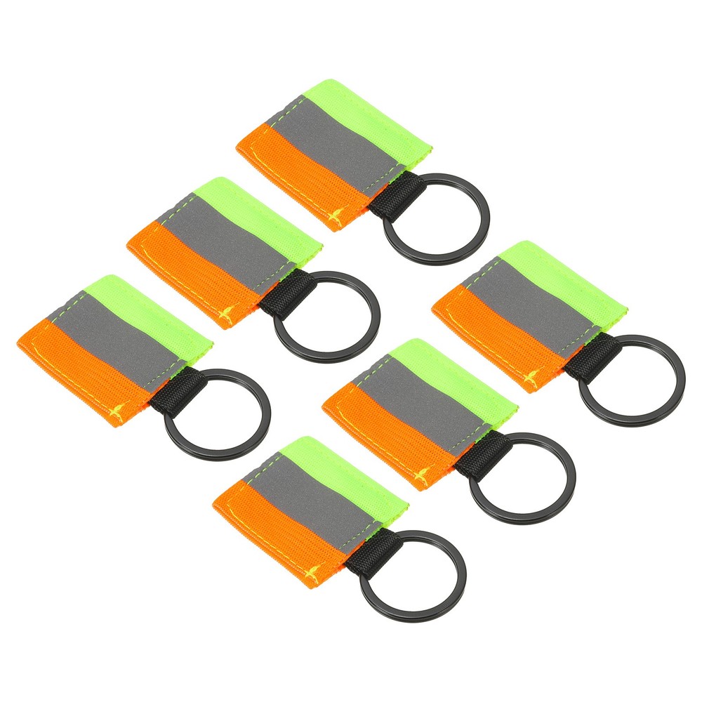 6 Pcs Reflective Keychain Tags, Reflective Zipper Pulls, Green/Orange