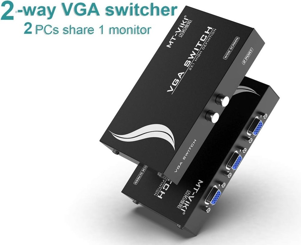 2 Port VGA Switch Video Selector Box - 2 Input 1 Output for Monitors