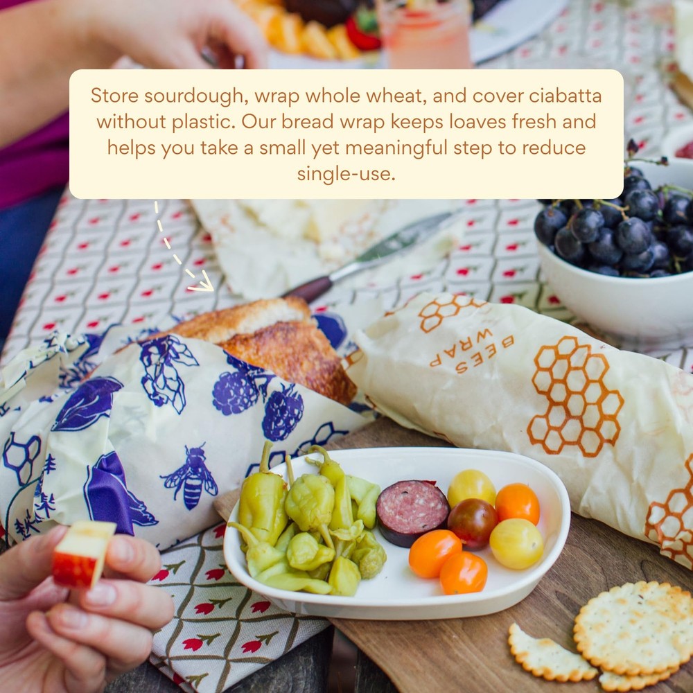 Beeswax Wraps for Bread Beeswax Bread Wrap for Sourdough & Bread Storage Plastic
