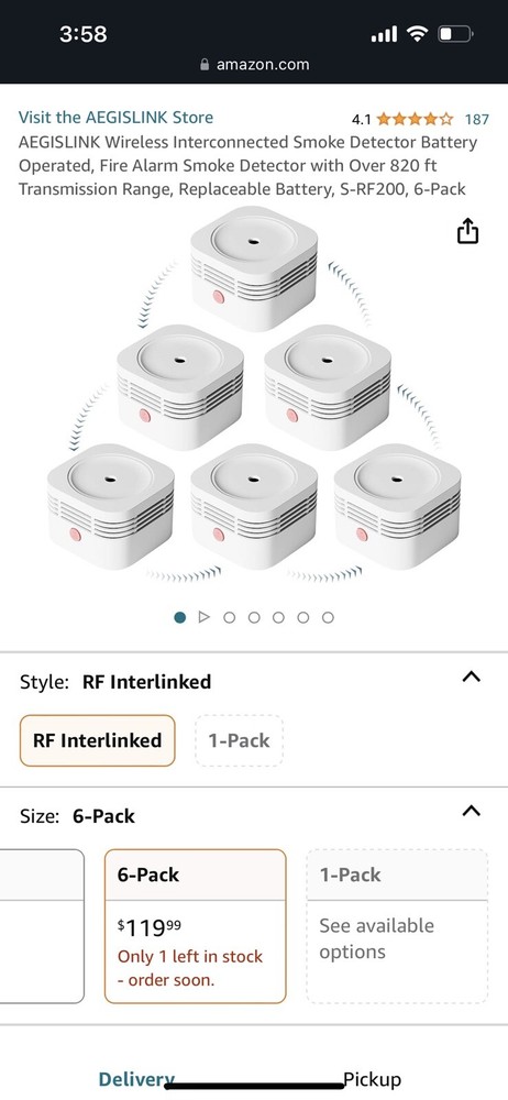 Aegislink Wireless Interlinked Smoke Alarm S-RF200 6 PACK