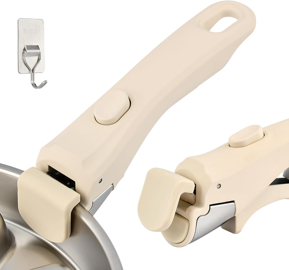 Universal Removable Pot Handle, Heat Resistant, Cream White, 1 Pack