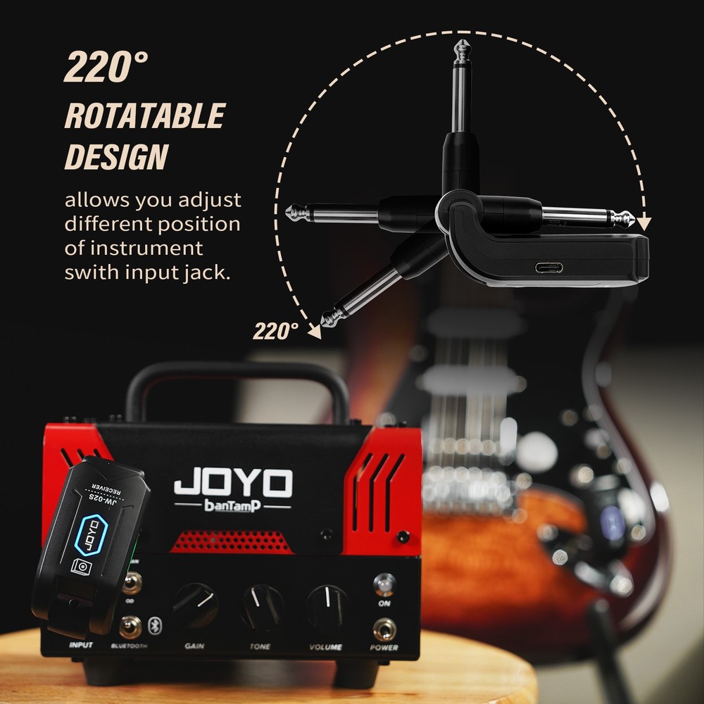JOYO 5.8GHz Wireless Guitar System Transmitter Receiver 4 Channels Rechargeable