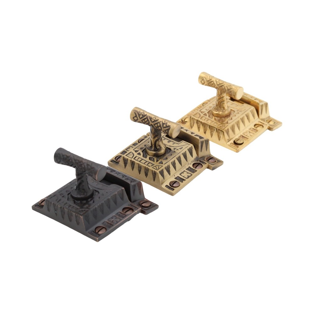 Square Surface Spring Latch in Brass - 3 Finish Choices