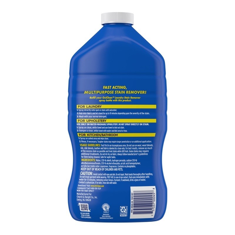Laundry Stain Remover Spray Refill Fast Acting Oxygen Multi-Surface Cleaner 56oz