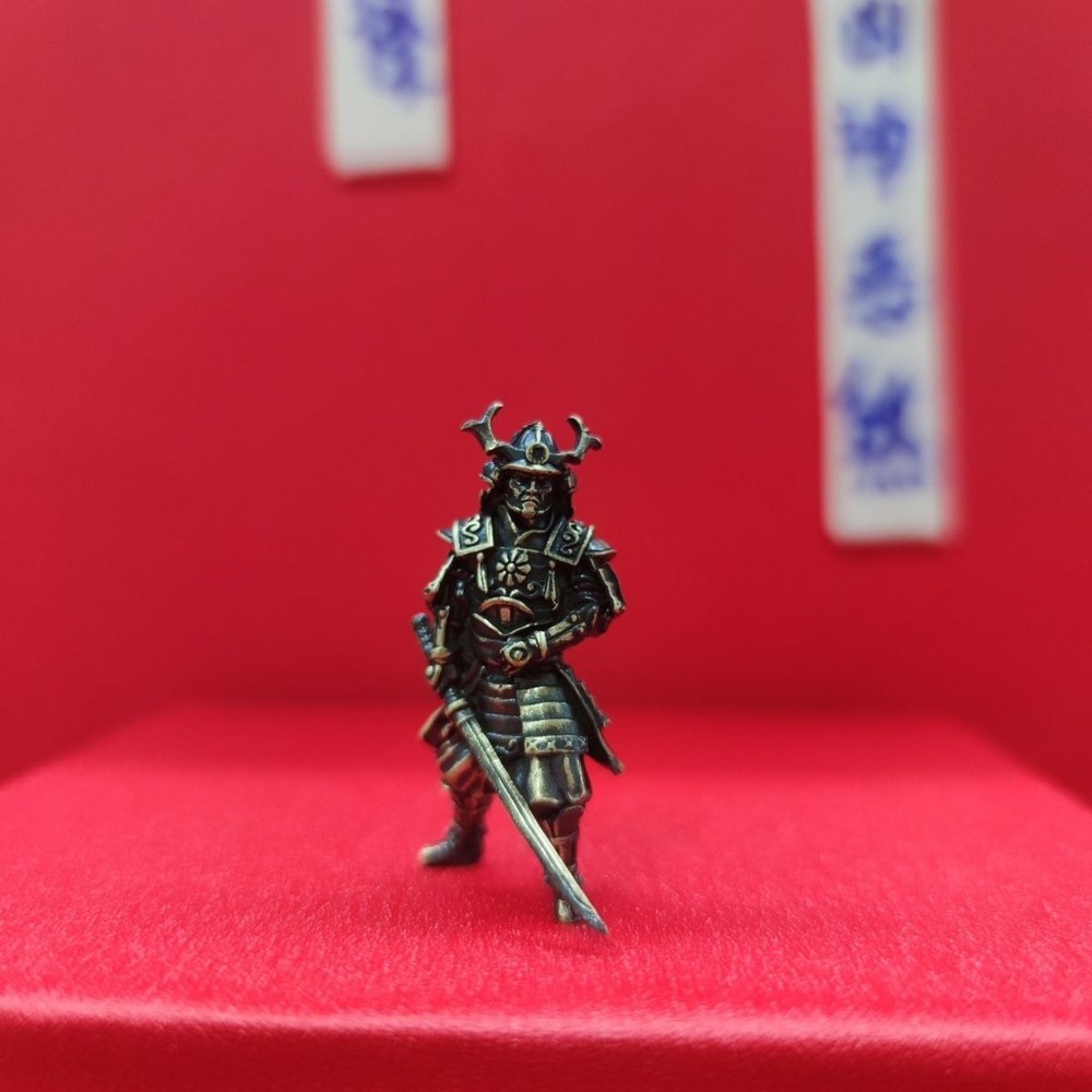 1PC Black Solid Bronze Slash Samurai Ancient Soldier Statue Piece Crafts New