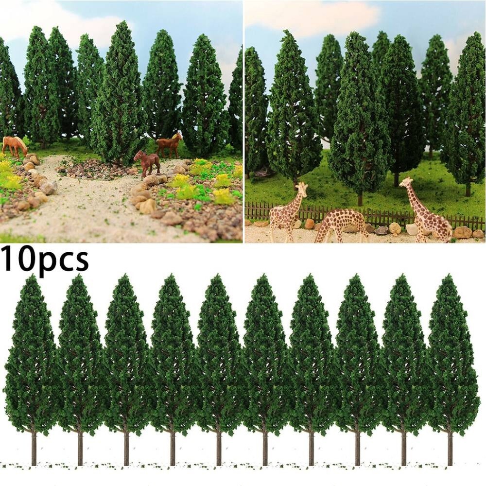 10pcs Model Pine Trees 15cm Deep Green Pines For Scale Model Railroad Layout New