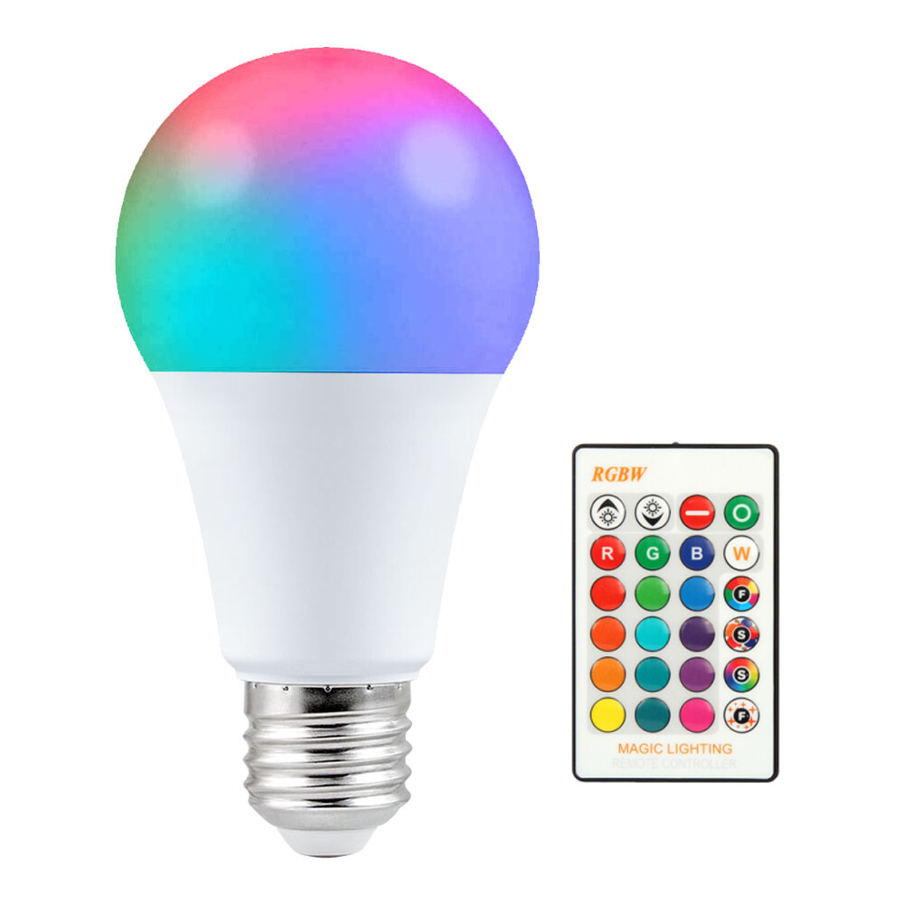 4 Pack E26 LED Light Bulbs RGB Color Changing 3W A19 Cool White Bulb with Remote