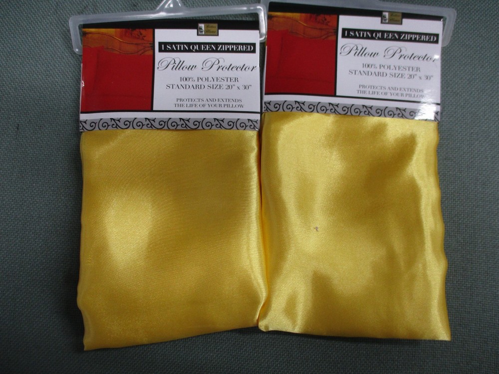 2 EACH Satin Pillow Protector Zippered Pillowcase Pair SUNFLOWER Better Home