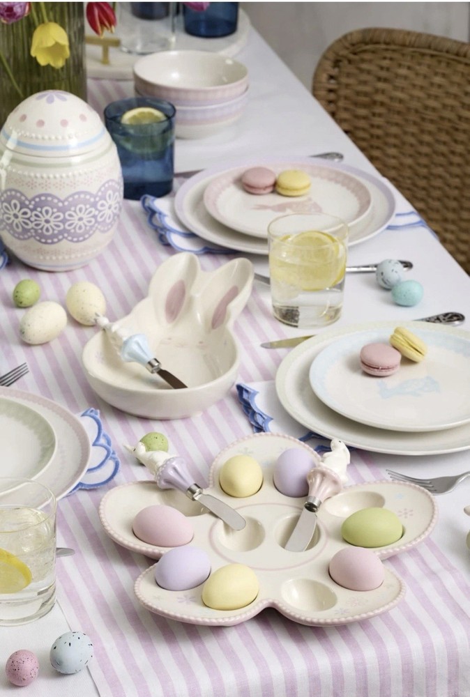 Oneida Easter Bunny Serving Tray Porcelain Platter 13" Spring Decor