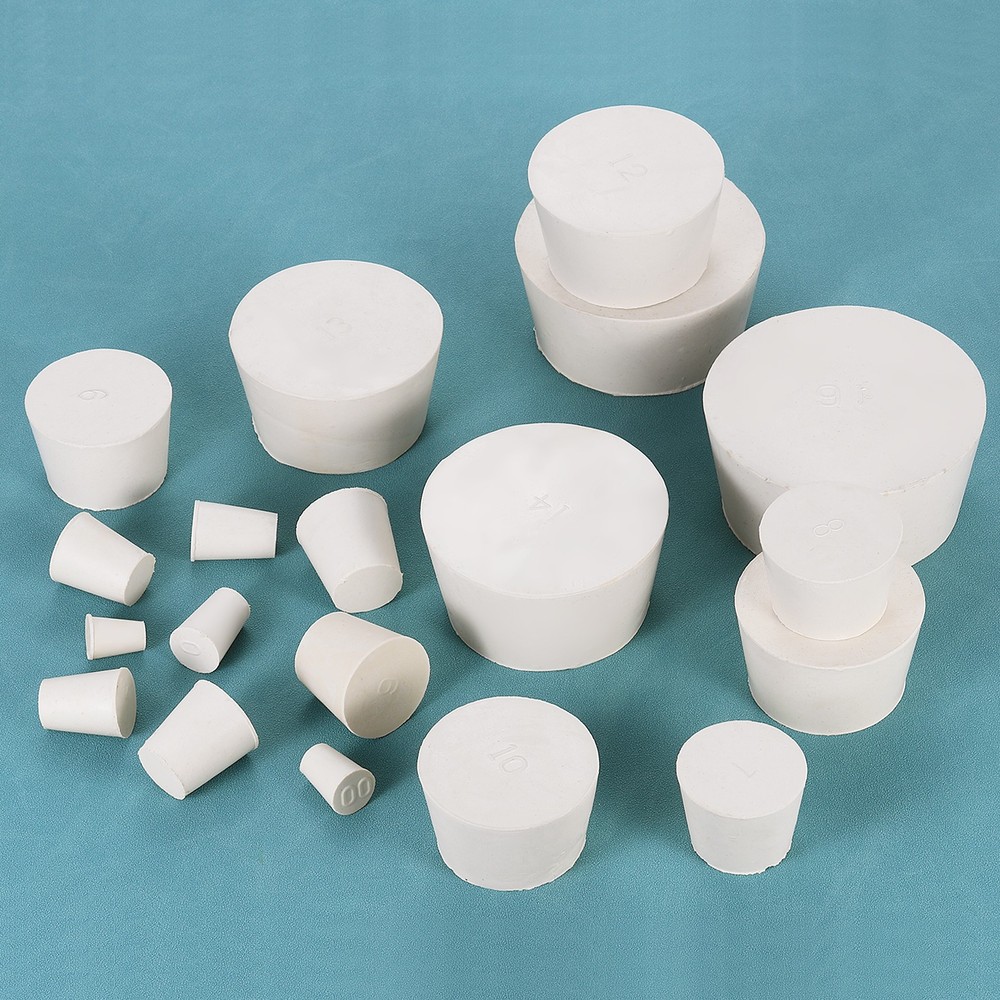 2Pcs Solid Rubber Stoppers, White 9# Tapered Lab Plugs, 46x38x30mm