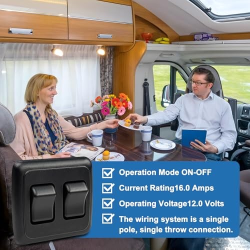 Double SPST On-Off Switch with Bezel（Black）