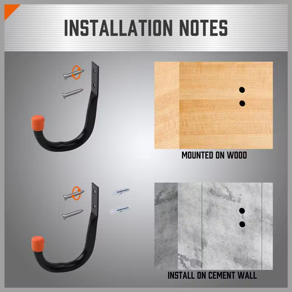 6 In. Garage Hooks, Garage Hooks Heavy Duty Wall Hooks (6-Pack)