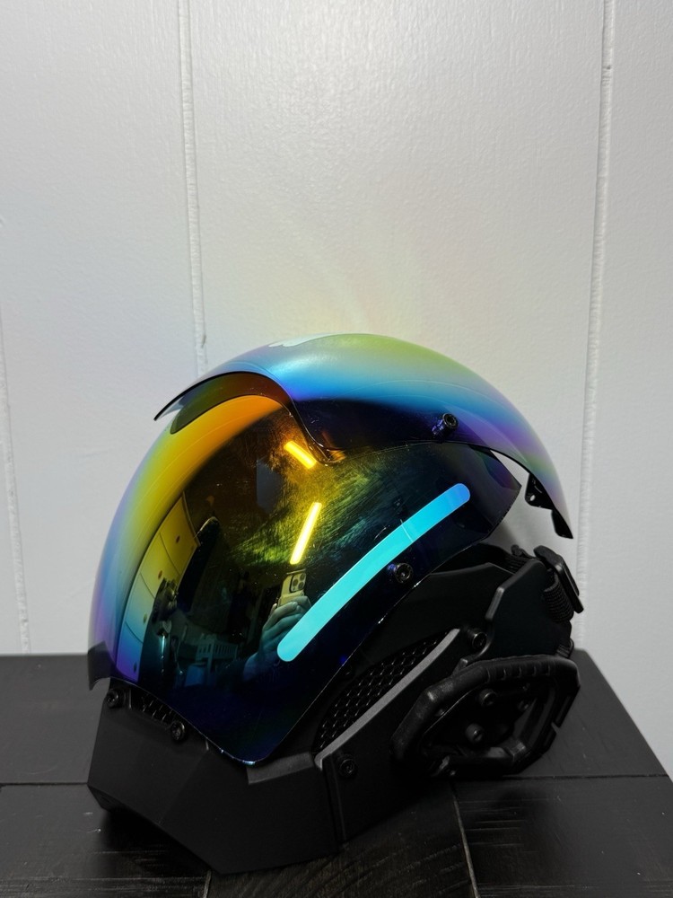 Black Iridescent Cyberpunk Helmet/Mask with Adjustable Fitting Visor