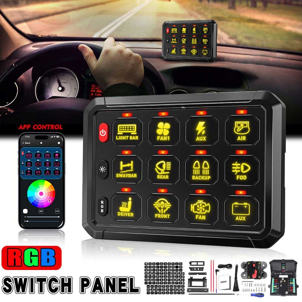 12 Gang RGB Switch Panel bluetooth App Remote Controller Multifunction 12V 24V