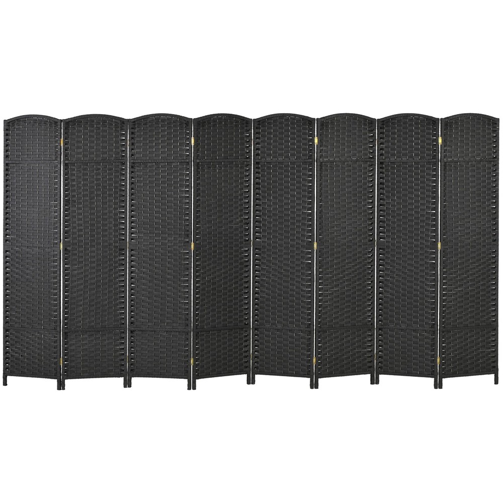 8 Panel Room Divider Freestanding Folding Privacy Screen Black